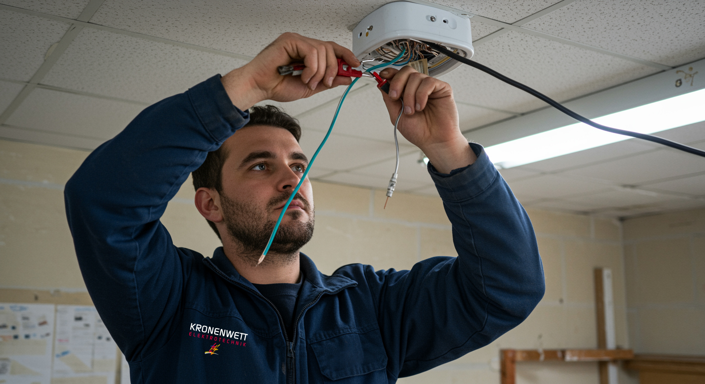 Elektroniker arbeitet an einer Schalttafel